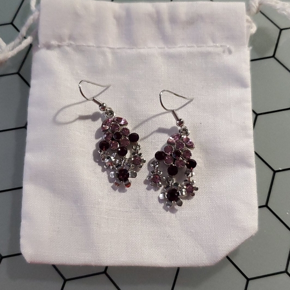 Purple drop earrings - Picture 1 of 2